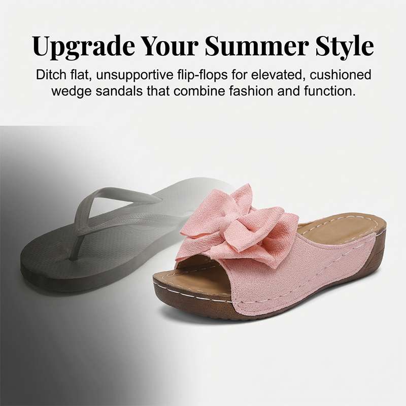 🔥Women's Bowknot Peep-Toe Wedge Sandals