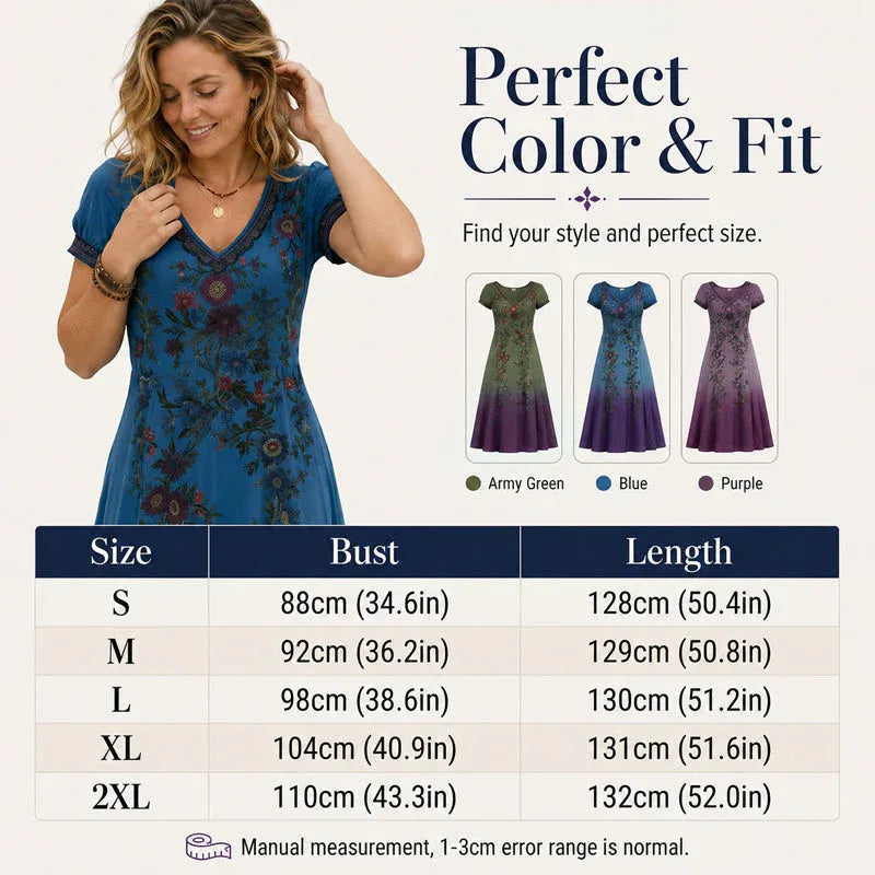 Women's Vintage V-Neck Floral Maxi Dress
