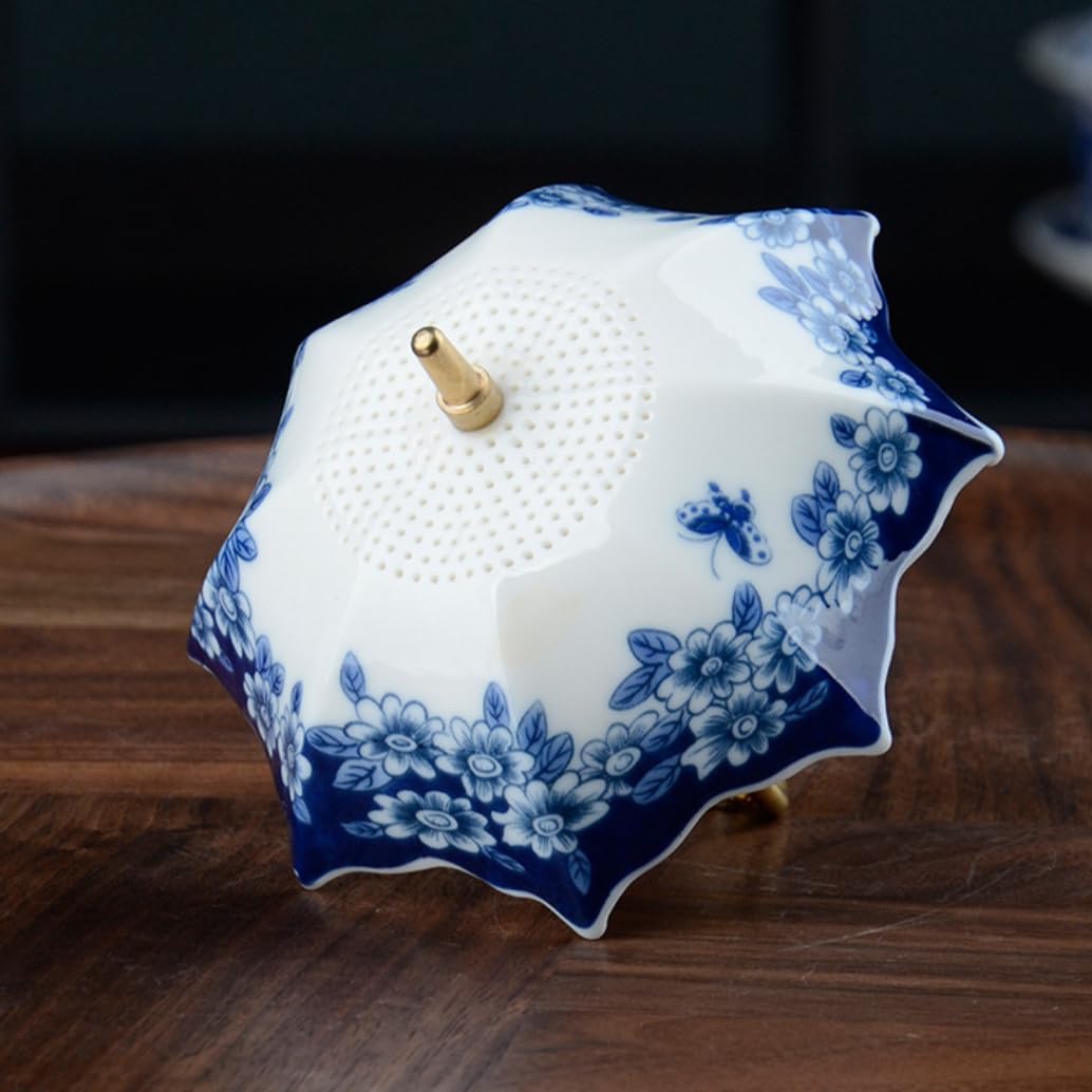 ☕5thousand years Blue and White Porcelain Umbrella Tea Infuser Set