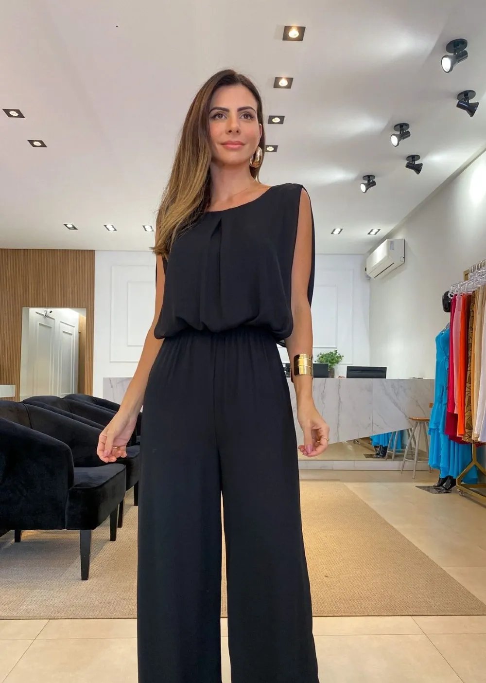 🔥Black Sleeveless Jumpsuit