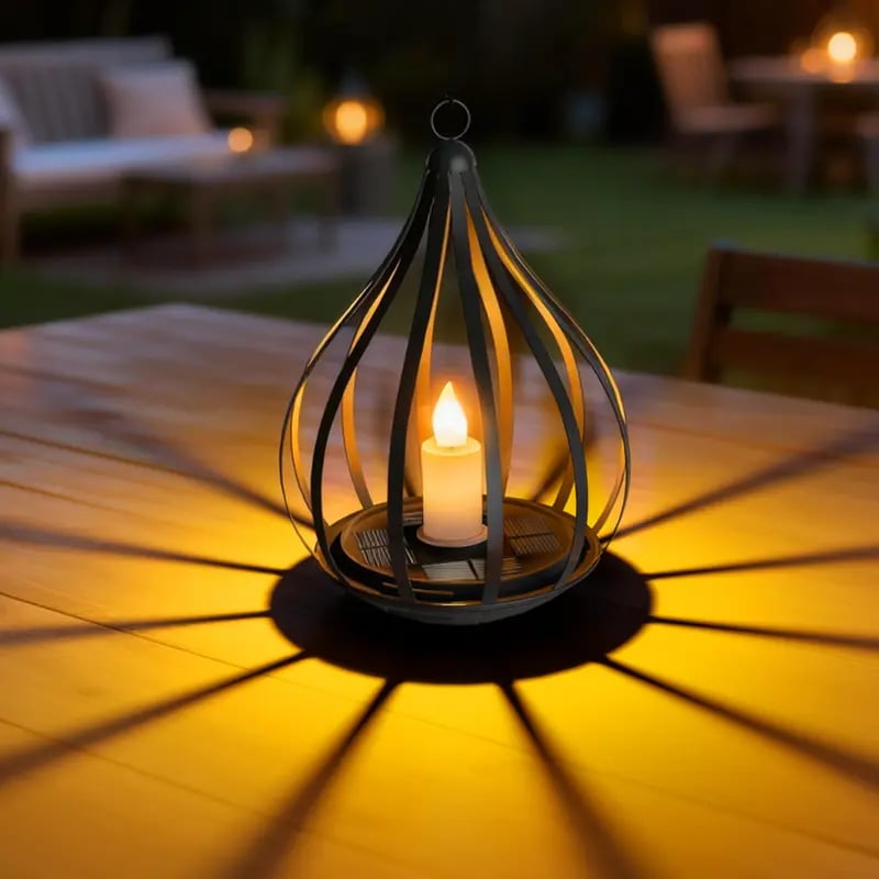 🌟 2026 New Design Solar Water Drop Shape Candle Lantern