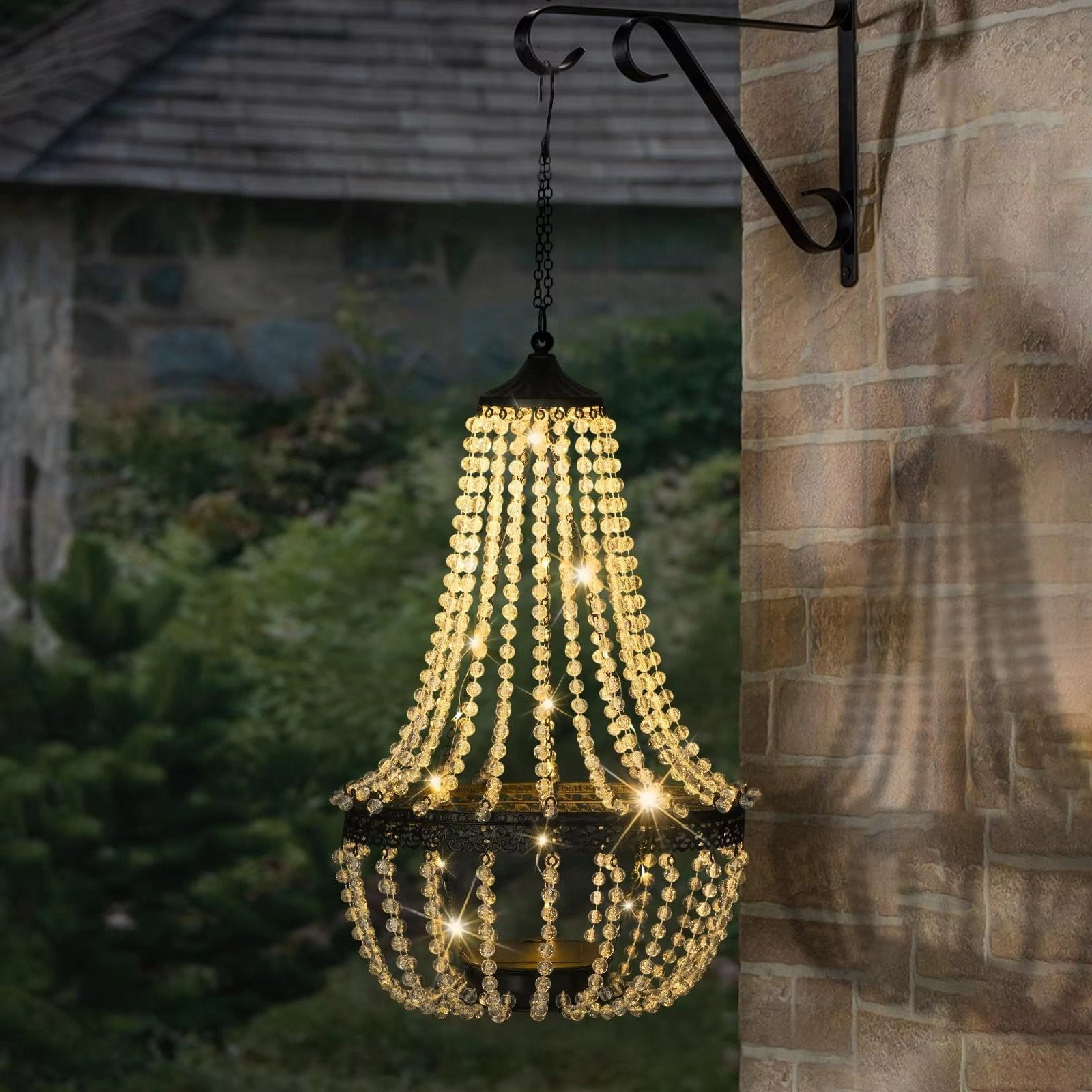 🔥Limited-Edition Solar Hanging Acrylic Crystal Chandelier Outdoor Garden Decorative Lights👍
