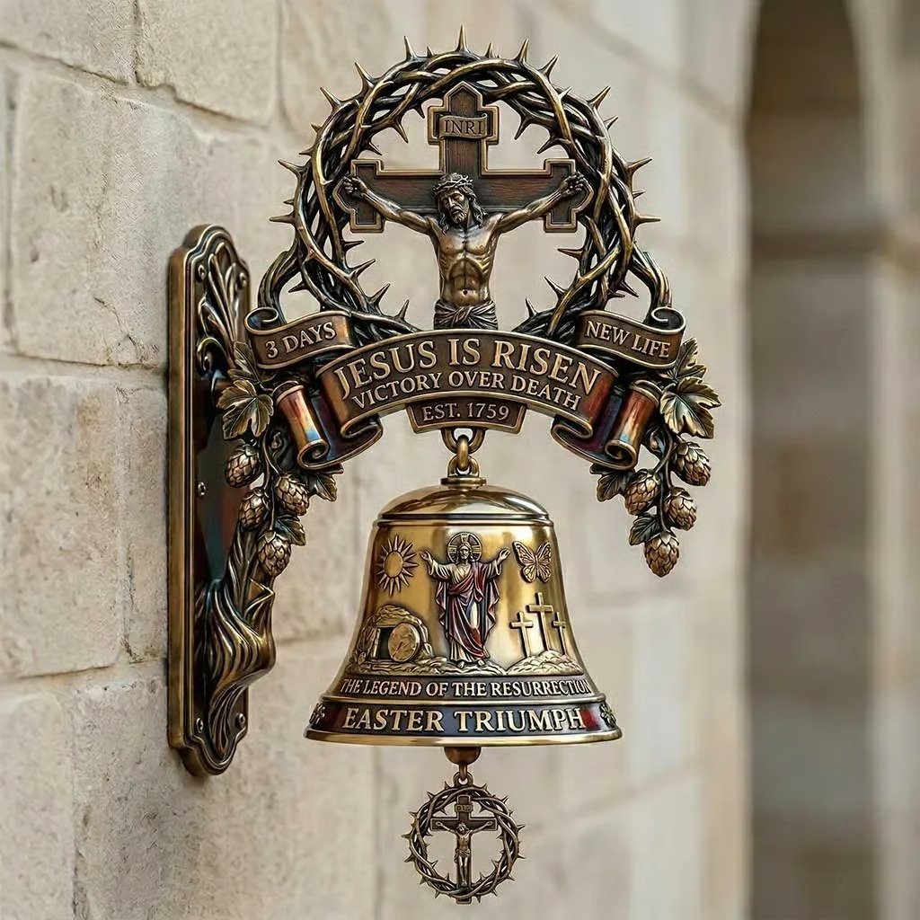 Easter Jesus Cross Commemorative Wall Bell – A Sacred Keepsake of Faith