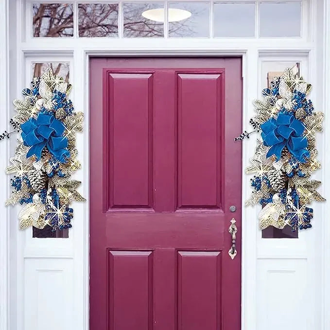 [🎅Final 3-hour Preferential Deal 🎅]🌲Christmas Cordless Stairway Swag Teardrop Trim Wreath