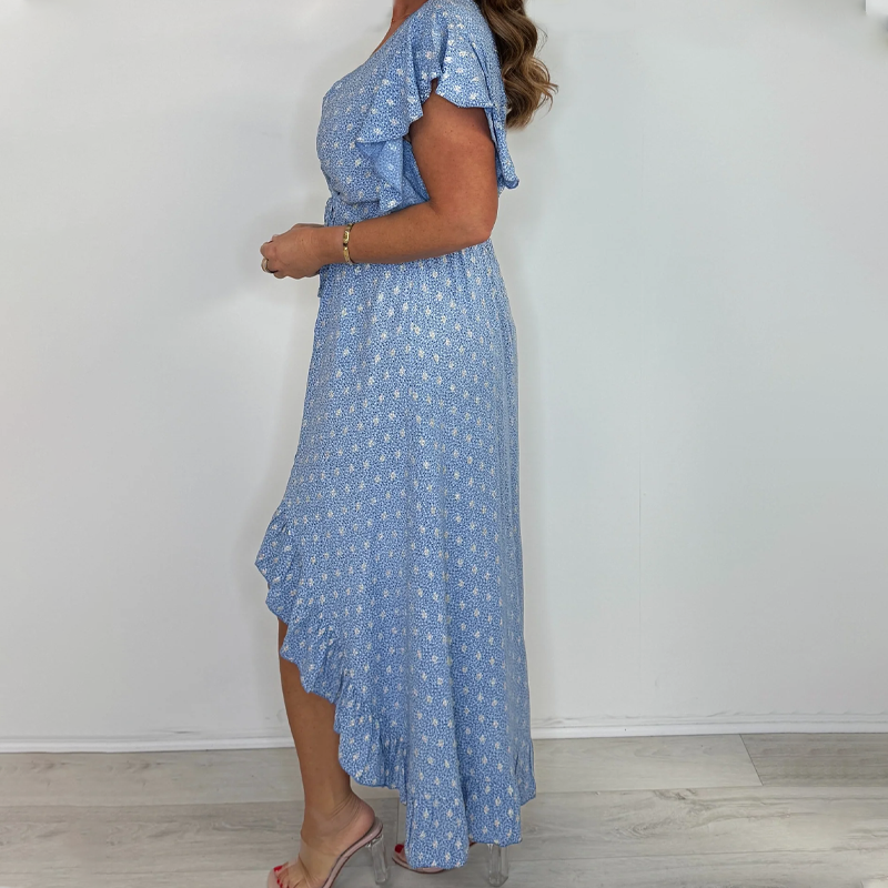 🍃Women's Resort Style V-Neck Polka Dot Ruffle Sleeve Dress