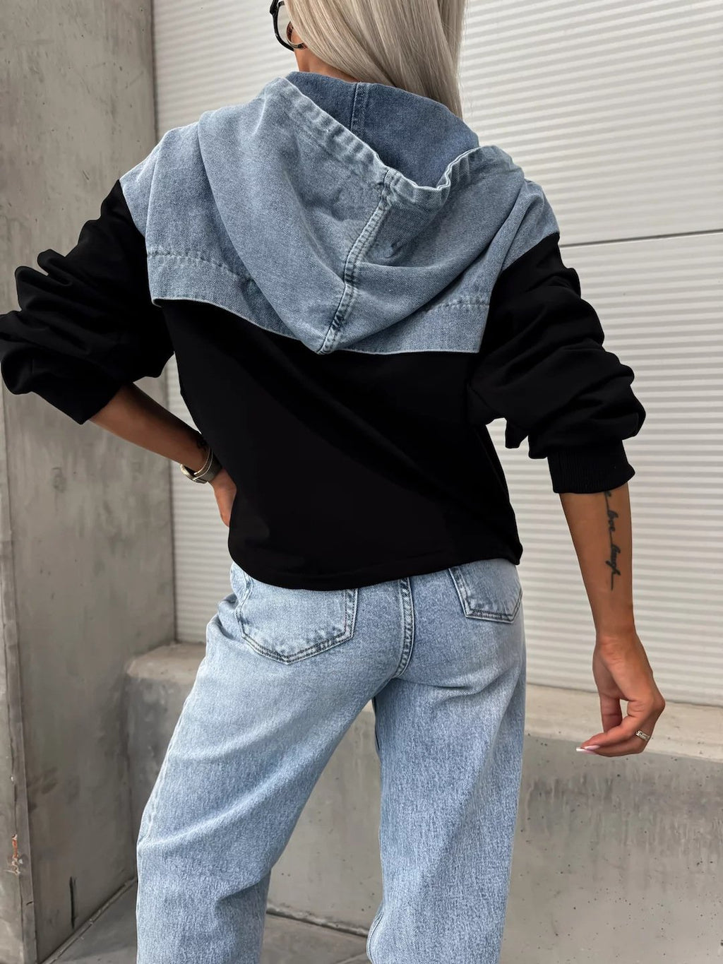 Women's Hooded Denim Patchwork Sweatshirt🍂