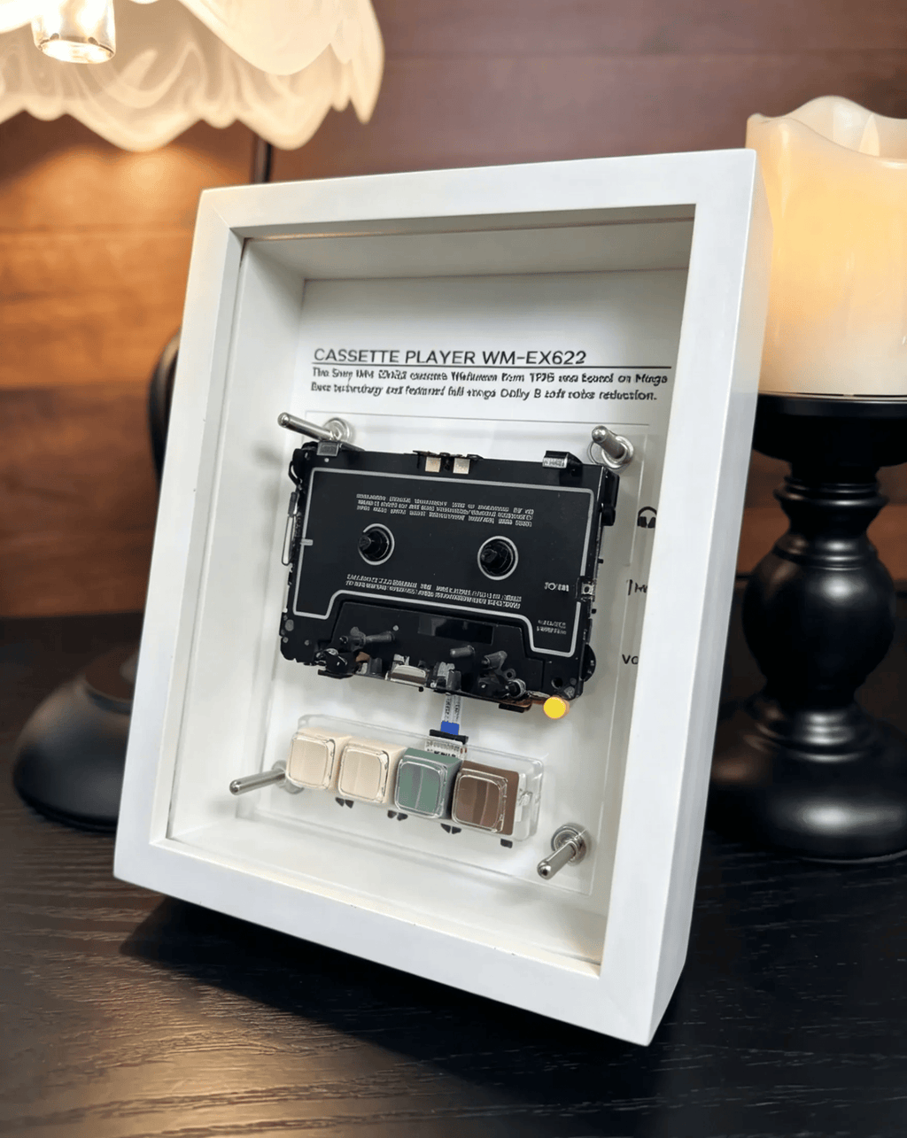 🎉Vintage Cassette Player Frame with Functional Tape Playback & Retro Wall Art Design