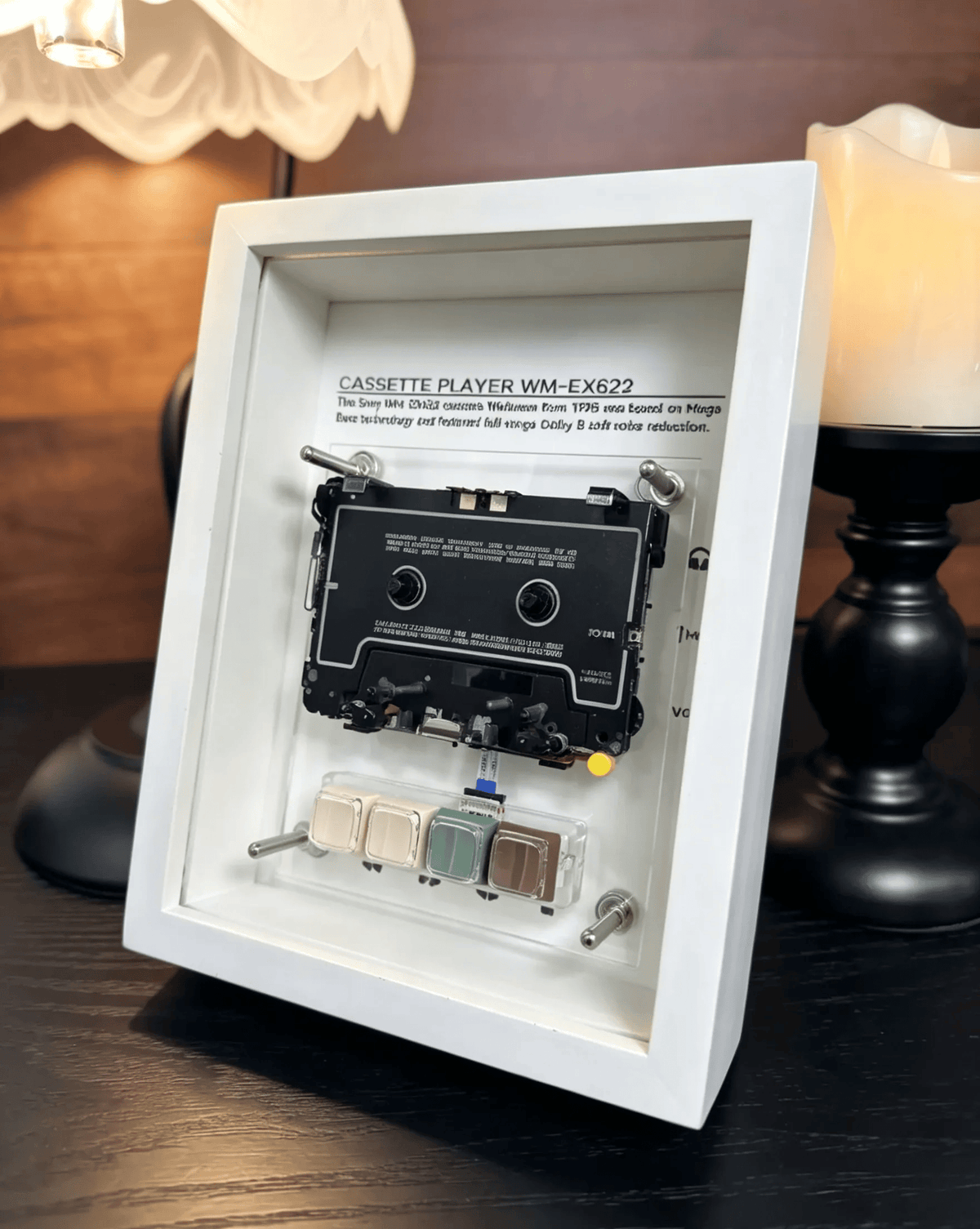 🎉Vintage Cassette Player Frame with Functional Tape Playback & Retro Wall Art Design