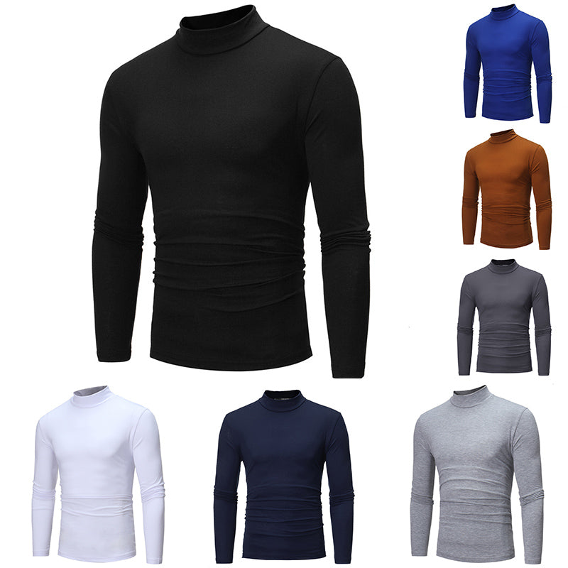 ✨🎅Men's thermal cotton T-shirt with a high neck: warm, breathable & casual for autumn-winter! ❄️