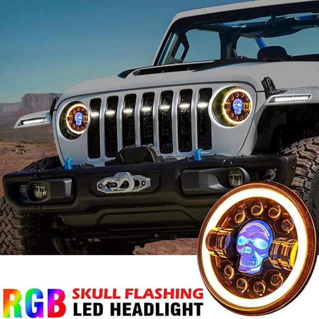 Skull Led 7 inch Skull LED Headlights – lionclay