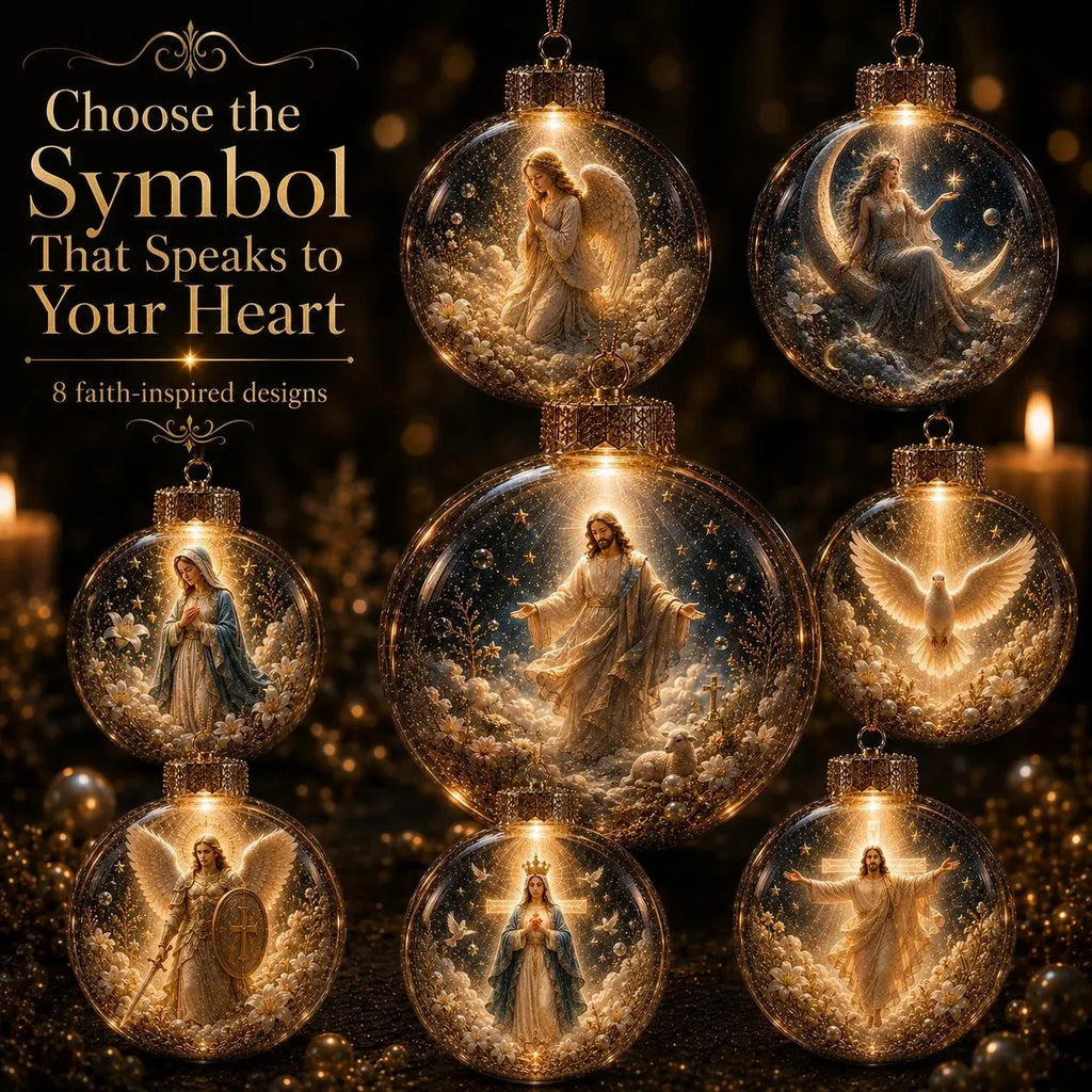 🔥HOT SALE🔥✝️ Illuminated 3D Christian Faith Ornament Collection | Clear Globe with Sacred Figures, Warm Golden Glow & 8 Meaningful Designs ✨