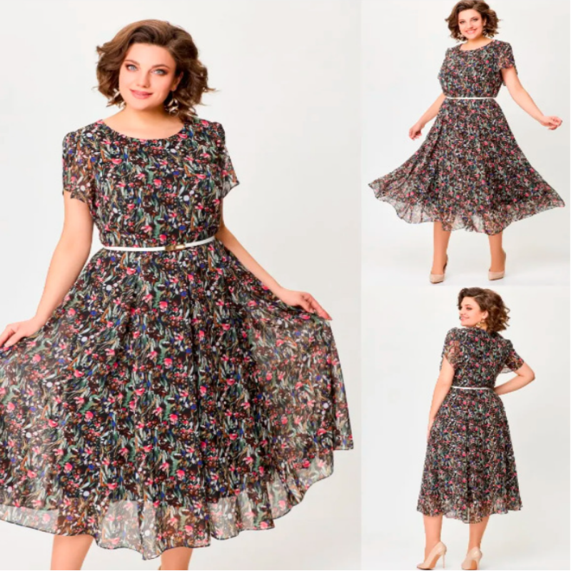 🔥 Flowy Floral Dress with Delicate White Belt