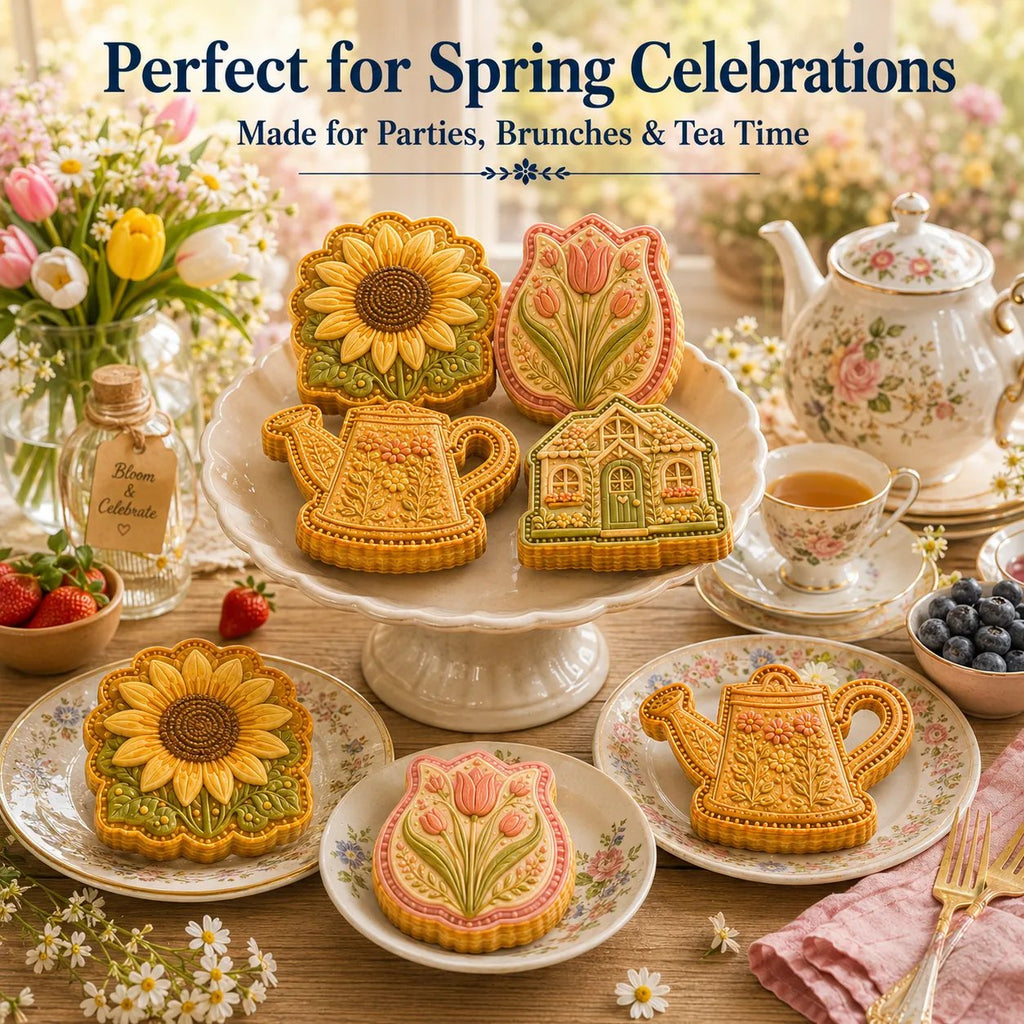 ⏳🌸 8-Design Spring Garden Mini Pie Mold Collection | Reusable Embossed Molds for Shaping Detailed Bee, Butterfly, Ladybug, Sunflower, Cottage & More