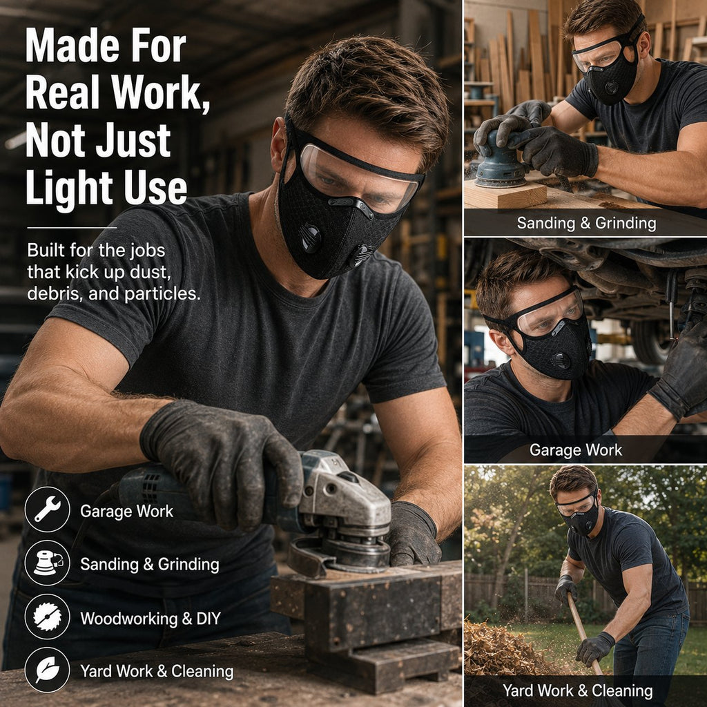 Reusable Carbon Filter Dust Mask With Eye Shield