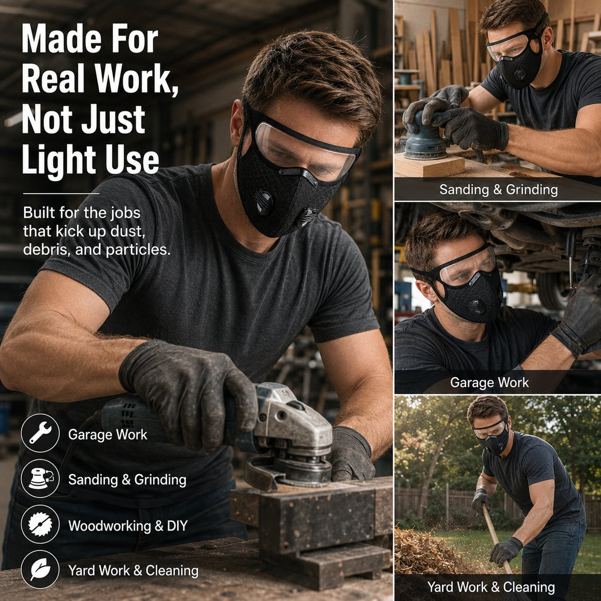 Reusable Carbon Filter Dust Mask With Eye Shield