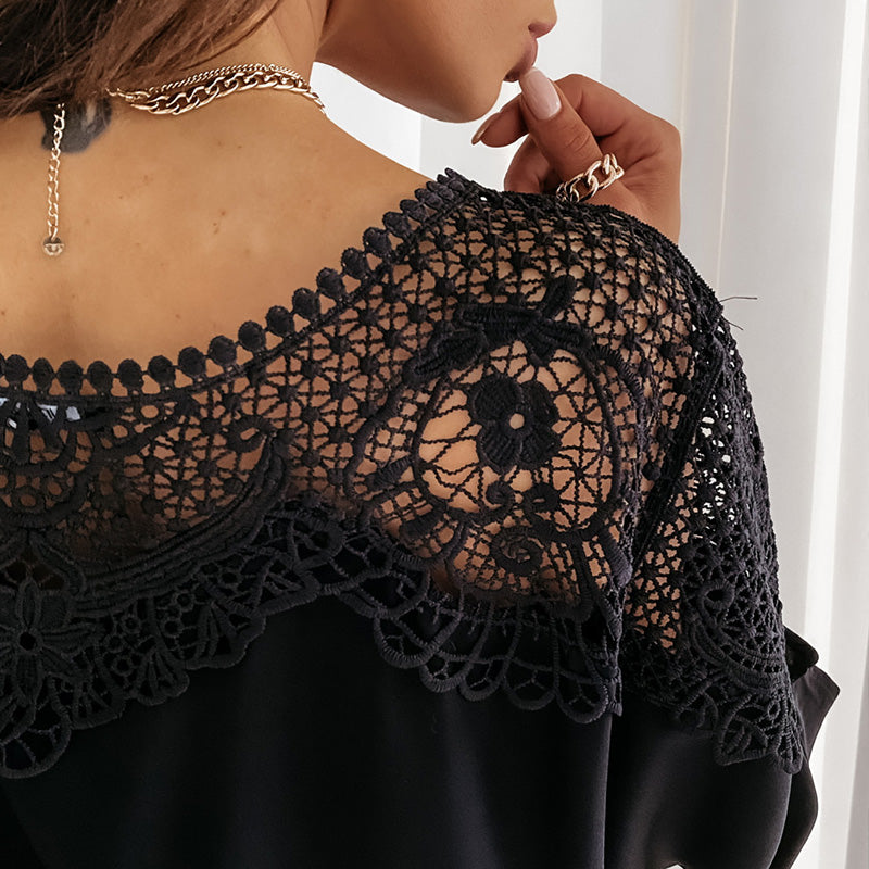 🎉Women's Autumn 3/4 Sleeves Sexy Lace Sewn Elegant Vintage Style Blouse.