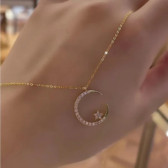 💕 Bright Night: Moon & Star Necklace 🌙