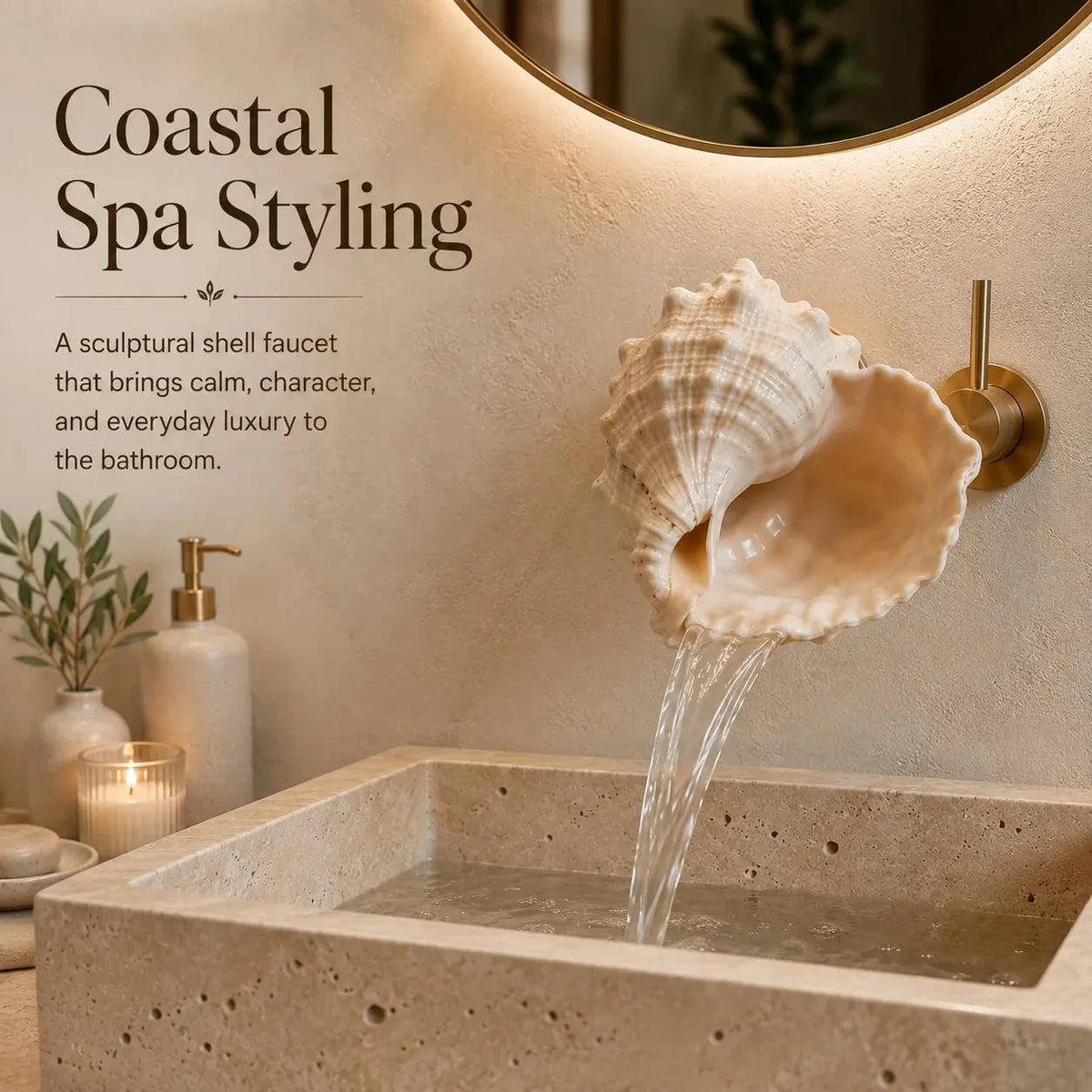 🐚Coastal Seashell Wall-Mount Faucet