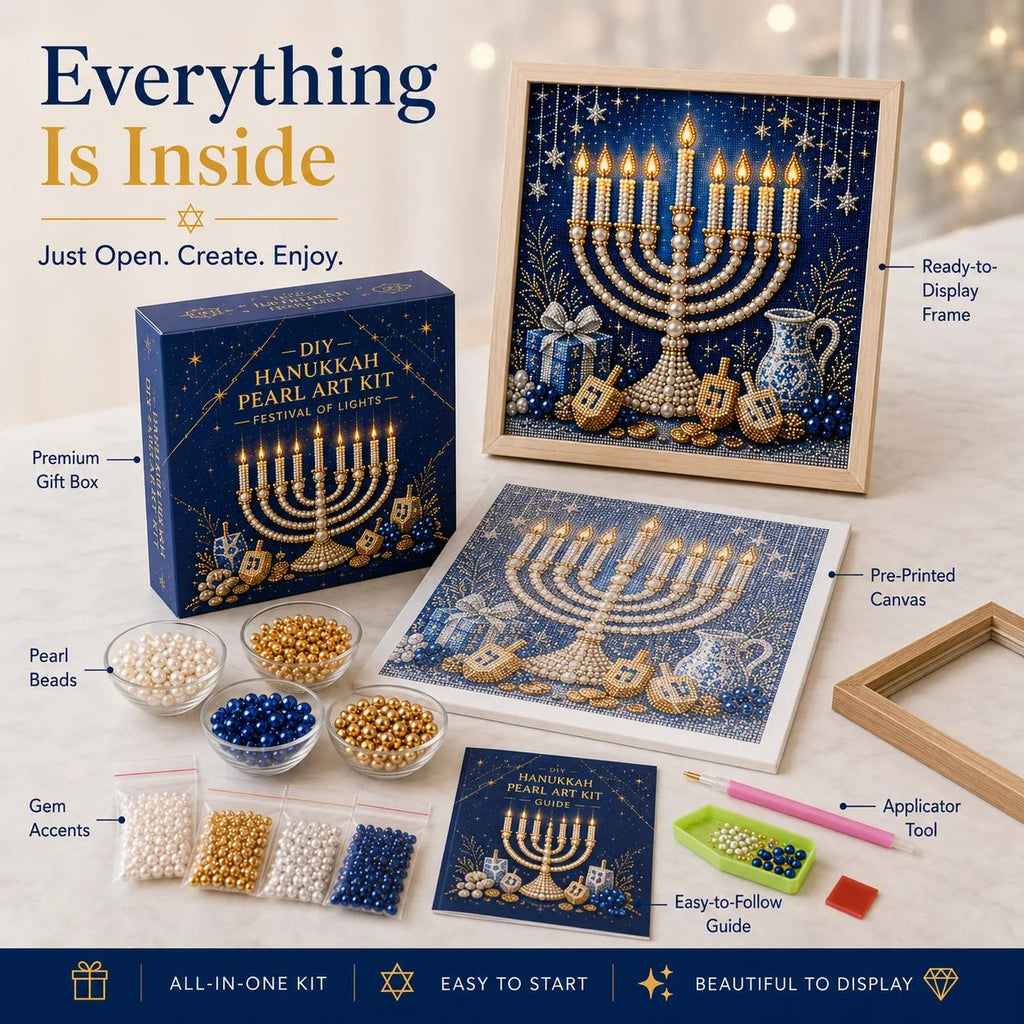 🎁  Festival of Lights Sale - DIY Hanukkah Pearl Art Kit ✨