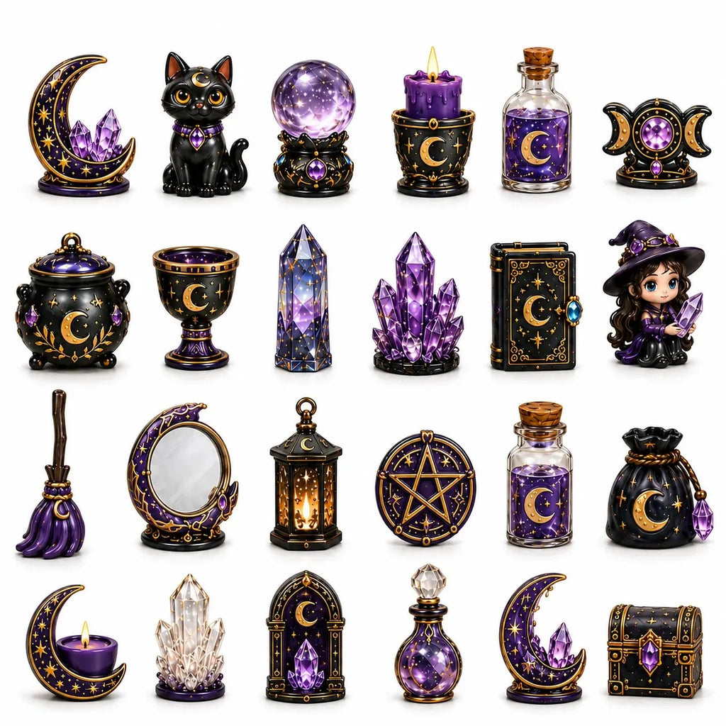 | 24 Tage voller mystischer Miniaturen, kristallinspirierter Überraschungen und zauberhafter Hexen-Fantasie ✨🔮 🔮