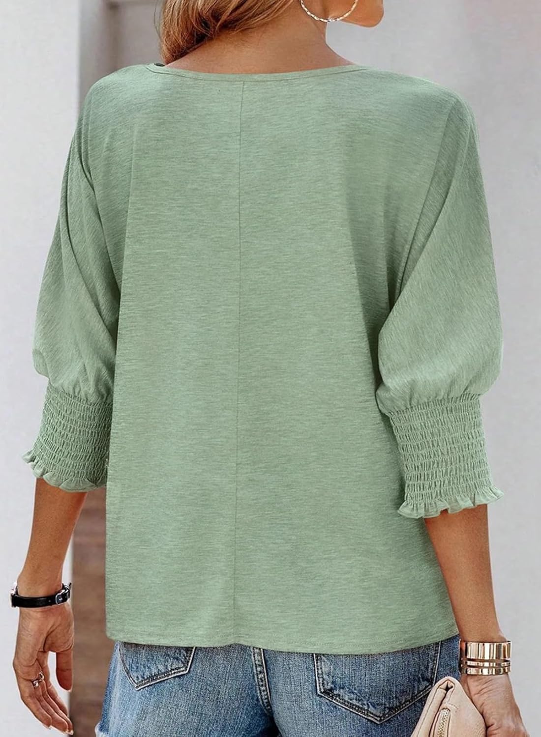 ⏰Hot Sale-2024 Fall Tops 3/4 Sleeve T-Shirts Cute Crewneck Tees Blouses
