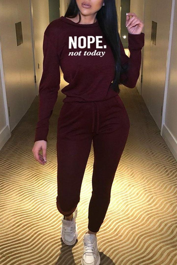 [Buy 2 Free Shipping]Letter Graphic Drawstring Waist Sweatshirt & Pants Set