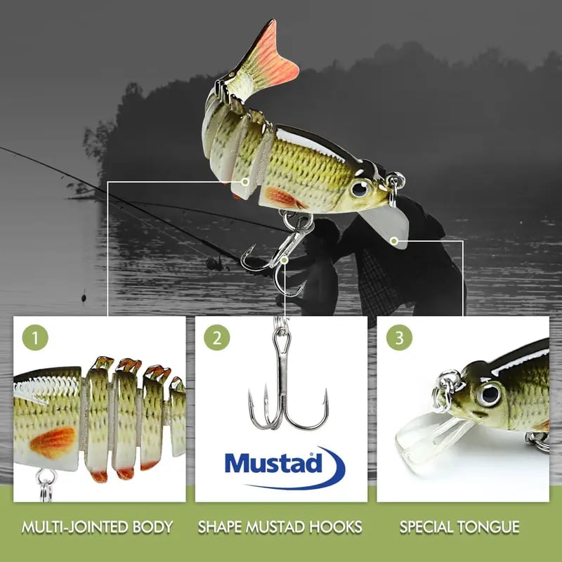 🌟🎣 Easy Catch SwimMax Lures with BKK Hooks 3D Realistic Eyes