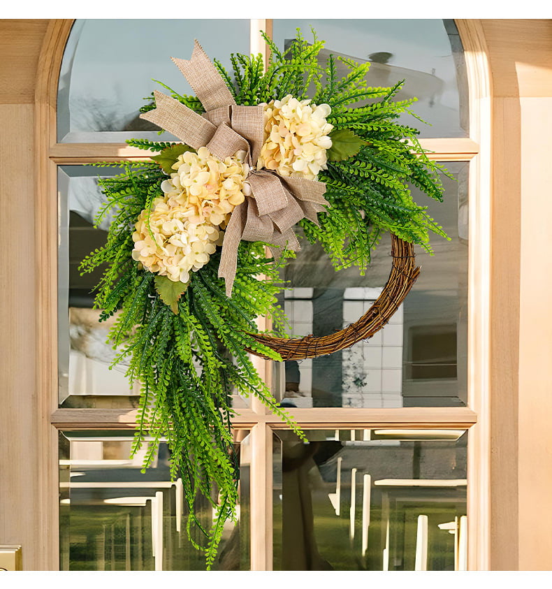 🐣Easter Sale Rustic Bohemian Wreath🌿 – Double-Sided Door Hanging with Linen Bow & Greenery