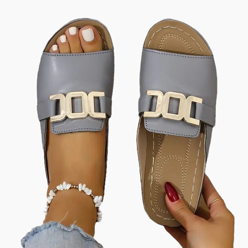 🔥Artificial Leather Open Toe Slippers
