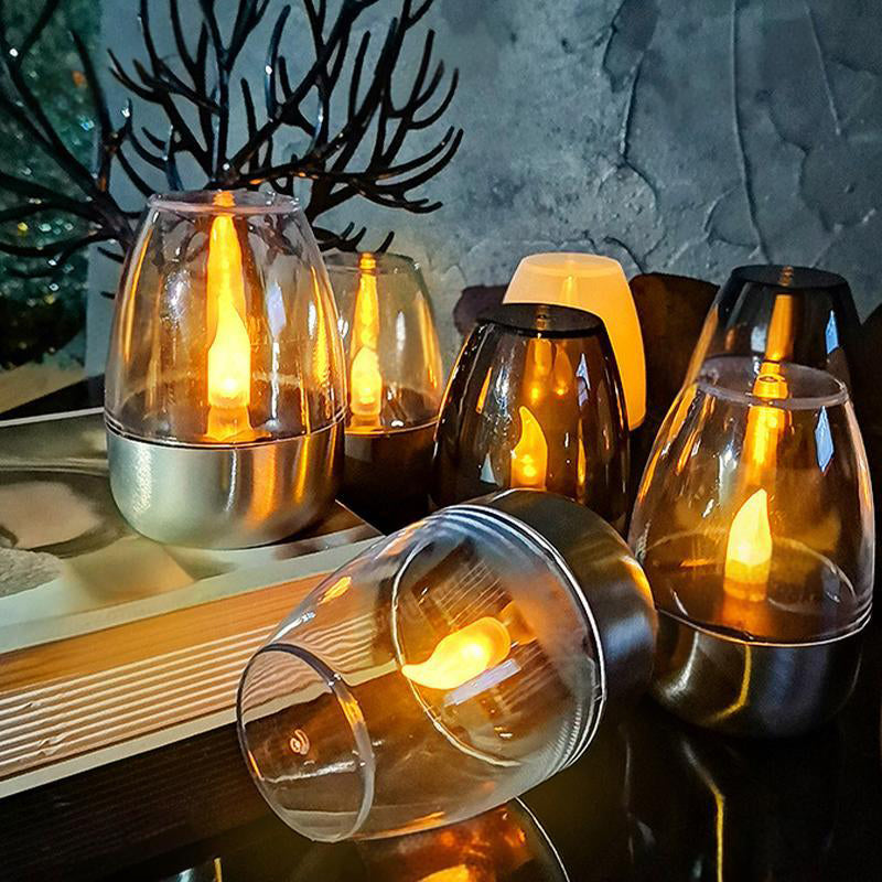 💖Solar Power Tea Lights Outdoor Flameless Flicker IP65 Waterproof Table Lamp LED Candles with Dusk to Dawn Sensor