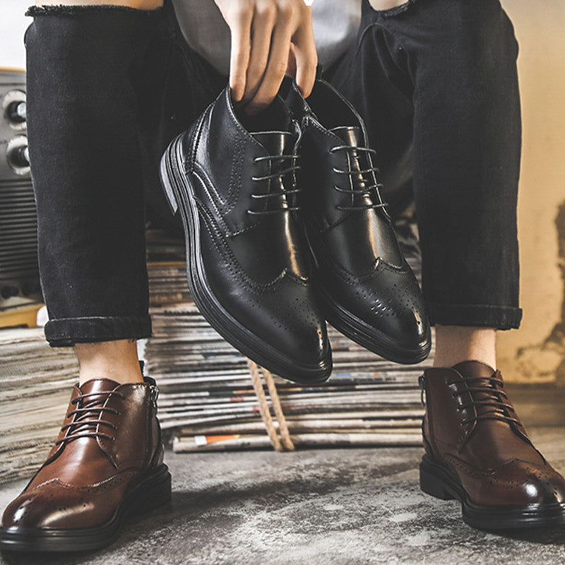 🎅🎄Men's Lace-Up Carved Wingtip Brogue Boots