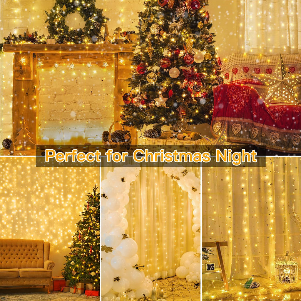 ✨Curtain Lights Indoor Outdoo — 🎄Christmas Window Fairy LightsWaterfall Hanging String Light✨✨