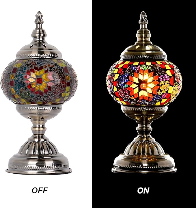 Bohemian Vintage Stained Glass Lamp