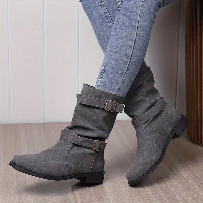 👢Low Heel Boots with Buckle for Women👢 - Walk in Comfort and Style.