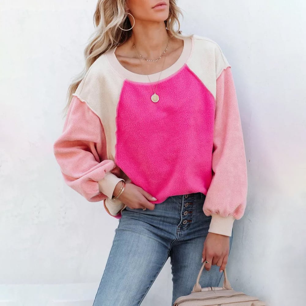 Colorblock Long Sleeve Pullover Sweatshirt
