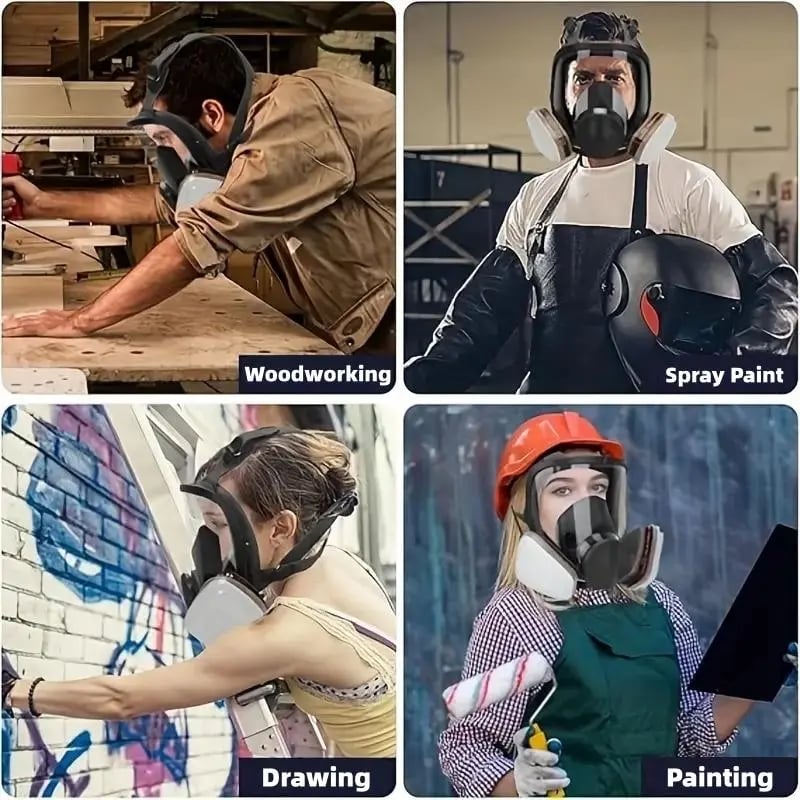 😷 Full Face Respirator Mask ✅ 17-in-1 Anti-Fog Reusable Gas Dust Chemical Protection for Painting Construction Industrial Work