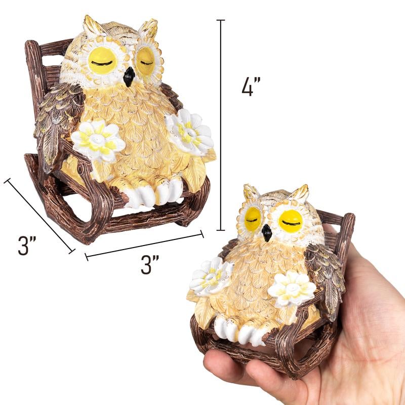 Solar-Powered Owl Statue on Chair✨ Cute LED Owl Figure