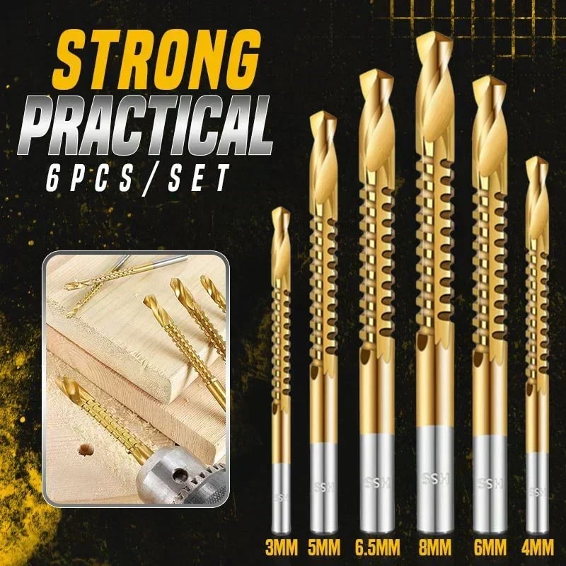 🔥HOT SALE🔥✨ Twist Drill Bit Set – Titanium-Coated, Serrated, Multi-Material 🔩