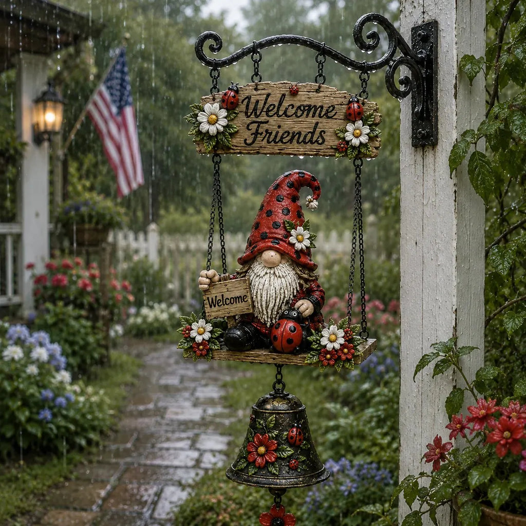 🔥Rustic Garden Gnome Bell Outdoor Decor 🐞🌼