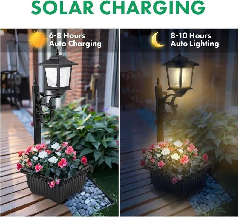 Solar Post Light With Planter