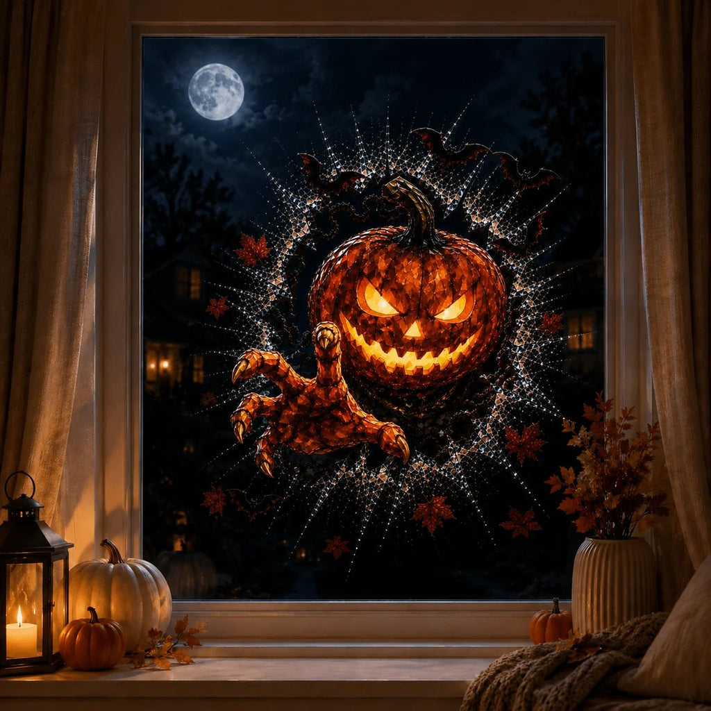 🎉🎃 2026 Halloween Window Decals – 3D Crack Glass Spooky Decorations for a Haunted Halloween Scene