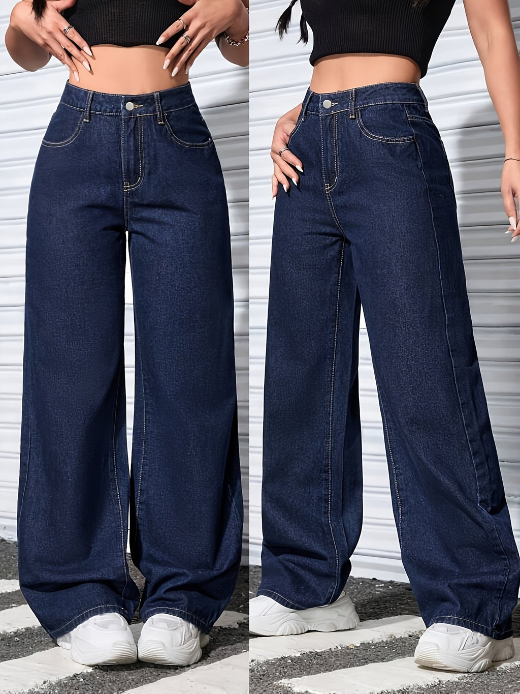 Classic High-End Solid Color Straight-Leg Medium Stretch Jeans 👖✨