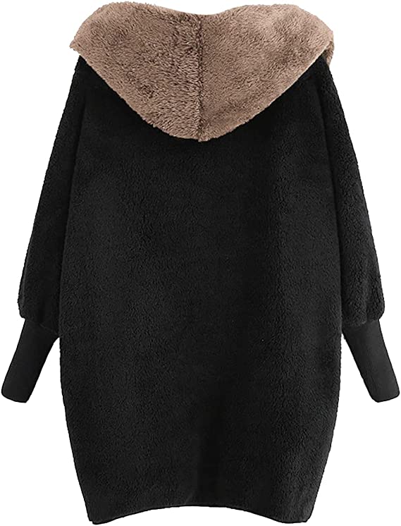 Women's Winter Warm Spliced Open Front Long Sleeve Plush Cardigan