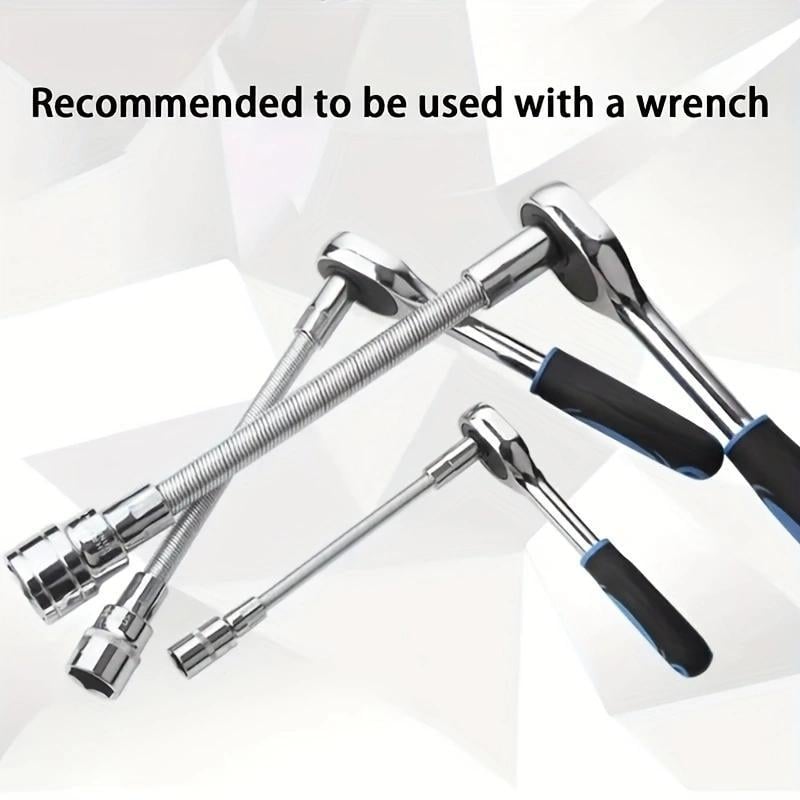 Universal Electric Wrench Socket, 3 Counts Bendable Flexible Shaft, Extension Rod & Force Connecting Rod For Home, Car & Office, Repair Socket Wrench Tools