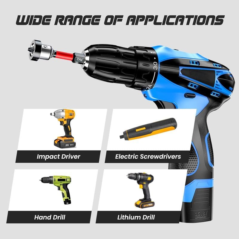🔩 Drywall Bit Attachment with Depth Stop, PH2 Magnetic Drywall Screwdriver Bits