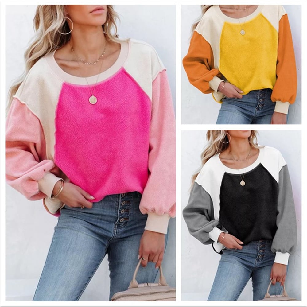 Colorblock Long Sleeve Pullover Sweatshirt