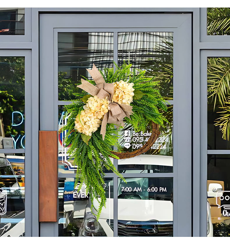 🐣Easter Sale Rustic Bohemian Wreath🌿 – Double-Sided Door Hanging with Linen Bow & Greenery
