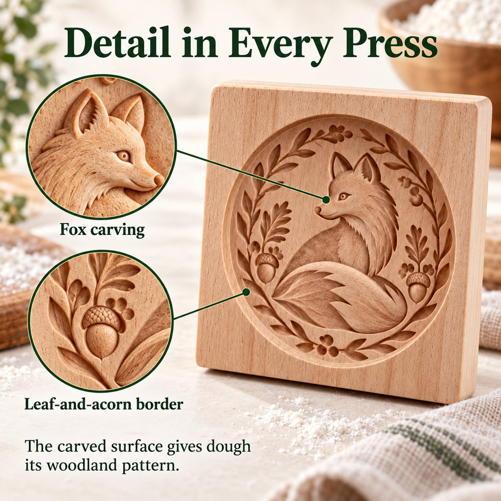 🌟✨ Woodland Animal Cookie Mold | 4.7-Inch Wooden Embossing Mold for Cozy Homemade Cookies 🍪