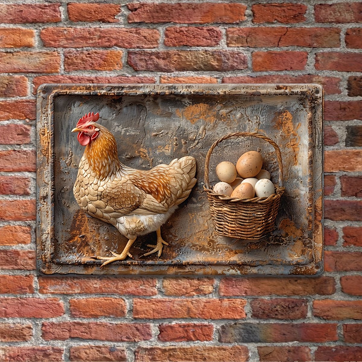 🔥Vintage Chicken & Fresh Eggs Metal Sign