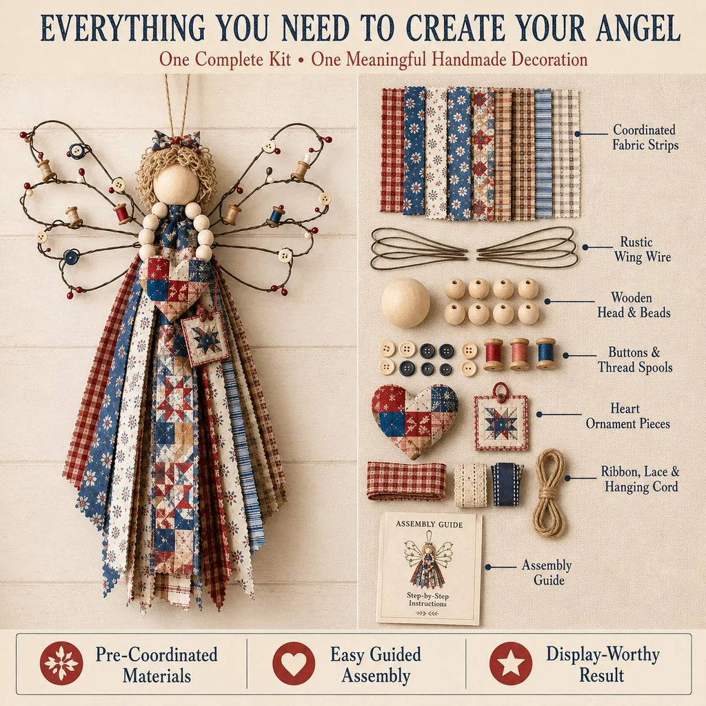 Angel Fabric Hanging DIY Kit - Stitch a Little Blessing That Stays Forever